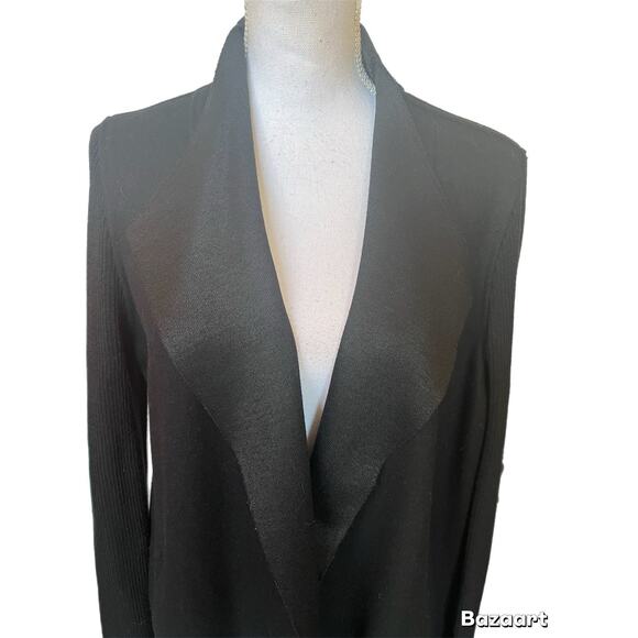 Iman Black Open Front Long Sleeve Tunic Jacket/Sweater Sleeve Size Large - Picture 3 of 5